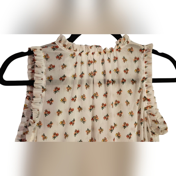 CLOSET CLEAROUT Gap Floral Babydoll Tank Top with Ruffle Edge, Size Extra Small - Picture 4 of 7